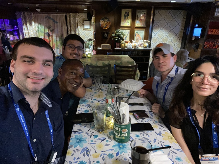 Current and former group members at lunch