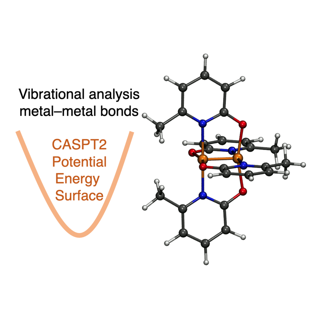 An example of the coordination complex with a Cr-Cr bond and a cartoon representation of the harmonic vibrational mode.