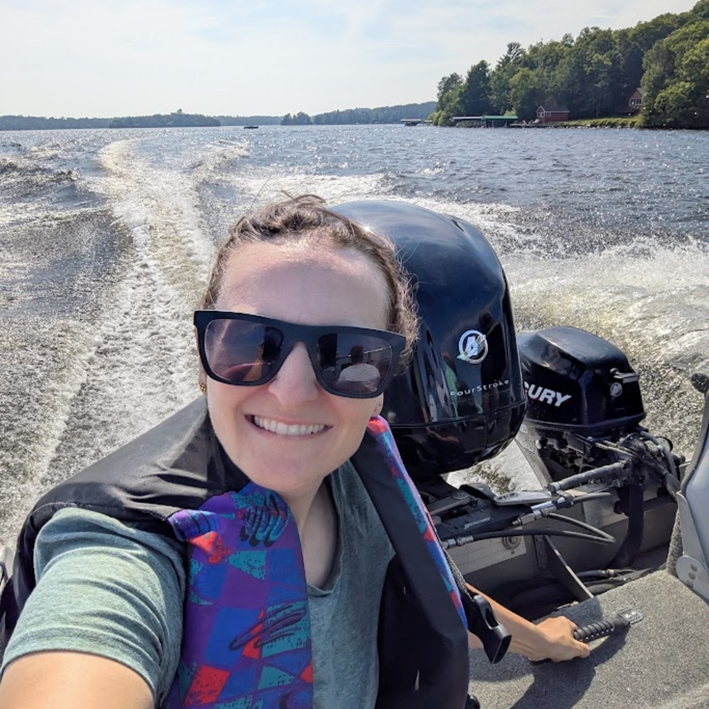 Bess on a boat