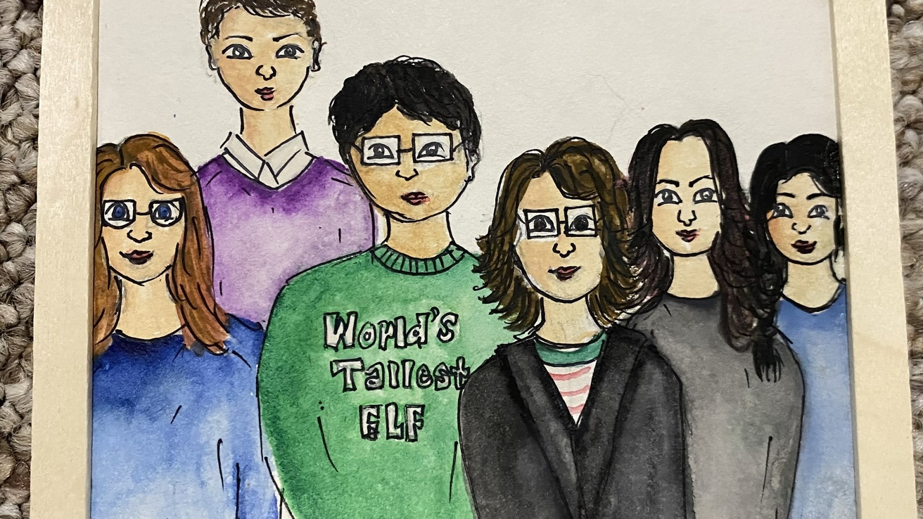 A hand-drawn version of the group photo